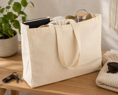 Bolsa de algodón 220 g/m² con fuelle 10 cm