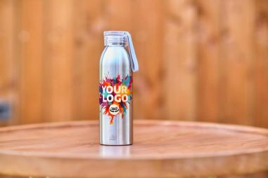 Botella acero reciclado 650 ml con correa