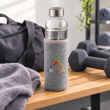 Botella de vidrio Nika de 500 ml con funda de neopreno