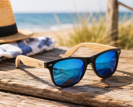 Gafas de sol UV400 patillas bambú montura metal