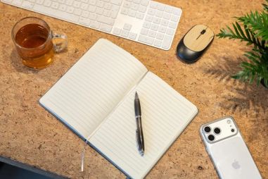 Cuaderno A5 de RPET PU con tapa dura