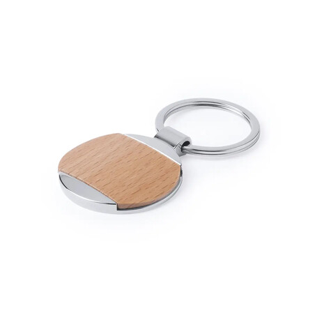 Llavero de madera FSC y metal con superficie plana