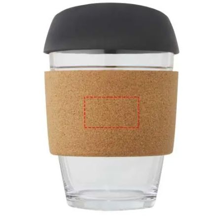 Vaso borosilicato 360 ml corcho tapa silicona LFGB kraft