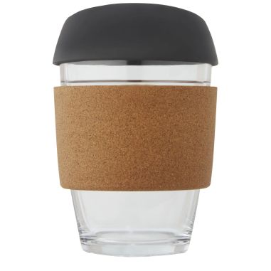 Vaso borosilicato 360 ml corcho tapa silicona LFGB kraft