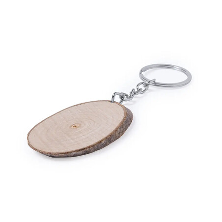 Llavero de madera de haya FSC con corte natural
