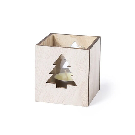 Vela aromática navideña vainilla cristal caja madera FSC