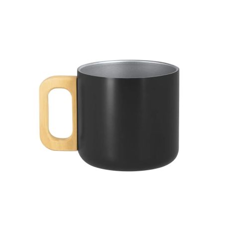 Taza acero inox reciclado 400 ml asa madera