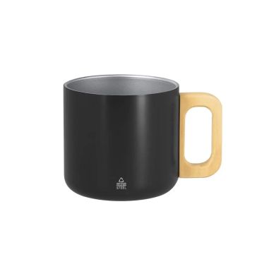Taza acero inox reciclado 400 ml asa madera