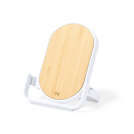 Cargador inalámbrico con soporte de bambú
