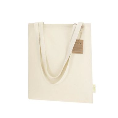 Bolsa algodón orgánico 42x38cm 140g asas largas natural