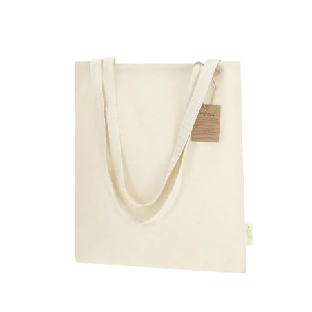Bolsa algodón orgánico 42x38cm 140g asas largas natural