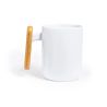 Taza cerámica 480 ml asa bambú caja kraft blanco LFGB FSC - Imagen 2
