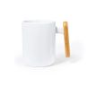 Taza cerámica 480 ml asa bambú caja kraft blanco LFGB FSC - Imagen 4