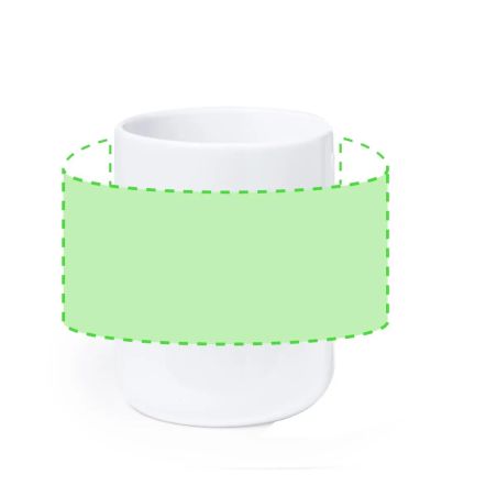 Taza cerámica 480 ml asa bambú caja kraft blanco LFGB FSC