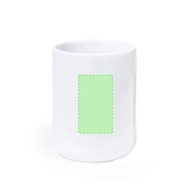 Taza cerámica 480 ml asa bambú caja kraft blanco LFGB FSC