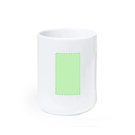 Taza cerámica 480 ml asa bambú caja kraft blanco LFGB FSC