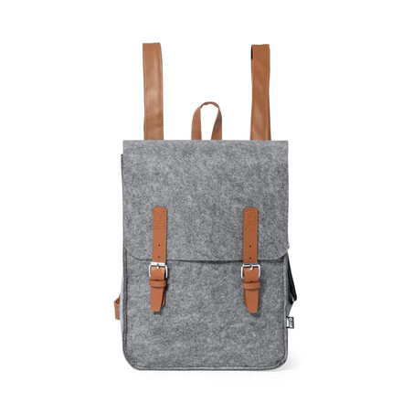 Mochila de fieltro RPET GRS con solapa y hebilla 37.5 cm