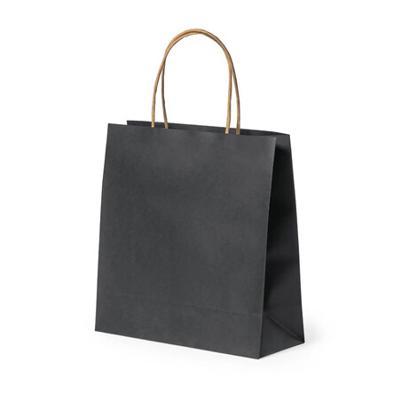 Bolsa de papel reciclado negra pequeña con fuelle 23 cm