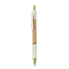 Bolígrafo corcho caña trigo ABS pulsador tinta azul 14.5cm