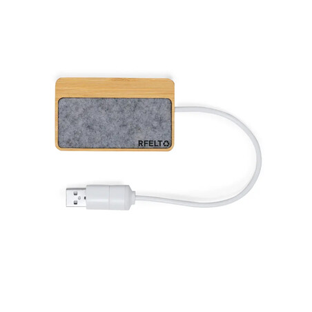Puerto USB bambú y fieltro RPET con 3 puertos