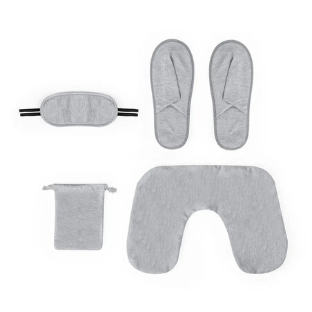 Set de viaje RPET almohada antifaz zapatillas 8 x 18 cm