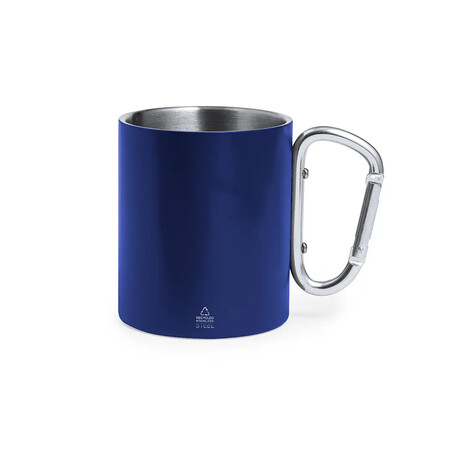 Taza de acero inox reciclado 300 ml asa mosquetón 9 cm