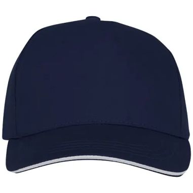 Gorra de 5 paneles con ribete y visera precurvada