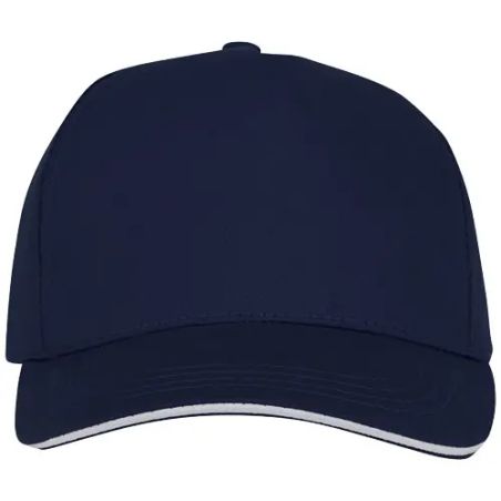 Gorra de 5 paneles con ribete y visera precurvada