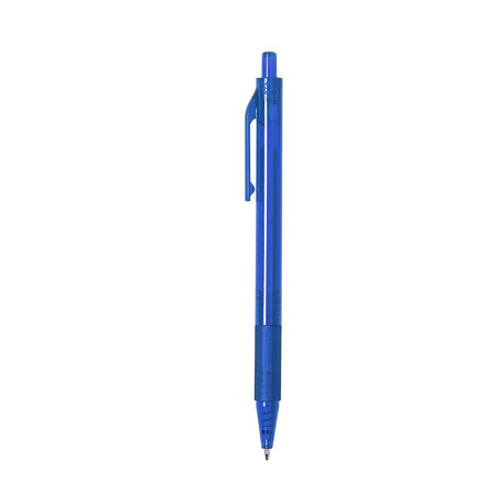 Bolígrafo RPET GRS transparente pulsador tinta azul 14.1 cm