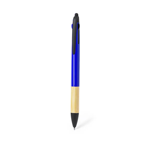 Bolígrafo puntero de bambú FSC 3 tintas pulsadores 14.8 cm