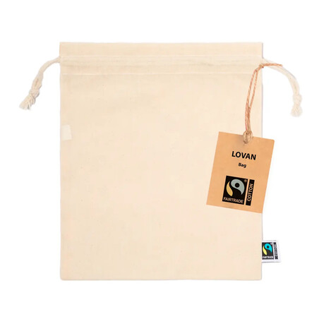 Bolsa Fairtrade de algodón con cordón 21 x 15 cm