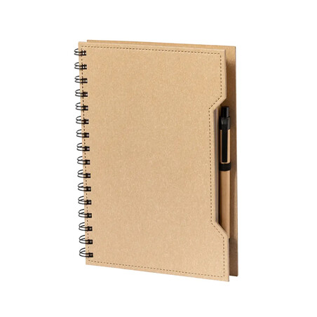 Set bloc cartón reciclado con notas y bolígrafo