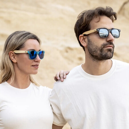 Gafas de sol UV400 patillas de bambú FSC lentes espejo