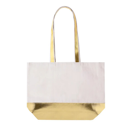 Bolsa algodón reciclado GRS 220 g/m2 polipiel metalizada