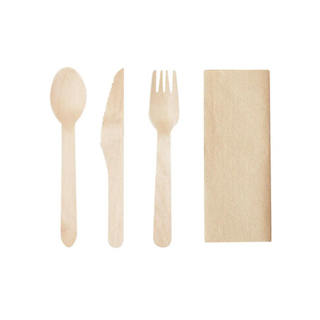Set de cubiertos de madera 4 piezas