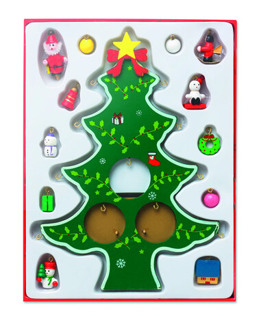 Árbol decorativo madera con 12 adornos
