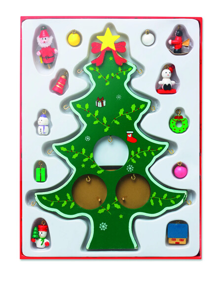 Árbol decorativo madera con 12 adornos