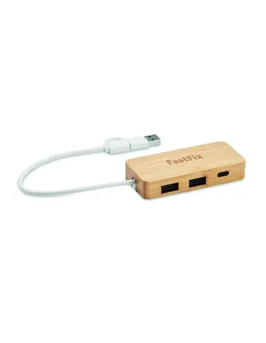 HUB USB de 3 puertos de bambú 7MO2143