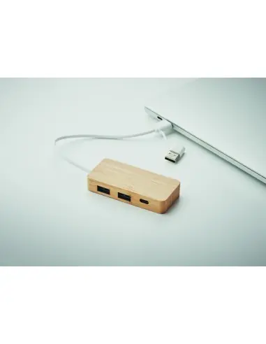 HUB USB de 3 puertos de bambú 7MO2143
