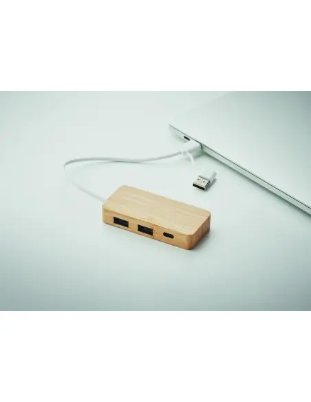 HUB USB de 3 puertos de bambú 7MO2143