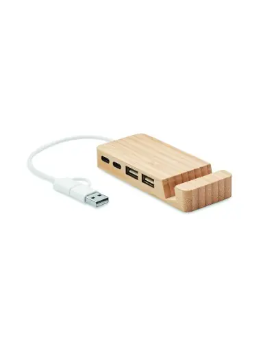 HUB USB de 4 puertos de bambú 7MO2144