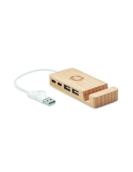 HUB USB de 4 puertos de bambú 7MO2144