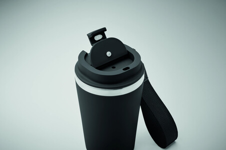Vaso acero reciclado 350 ml con correa de silicona