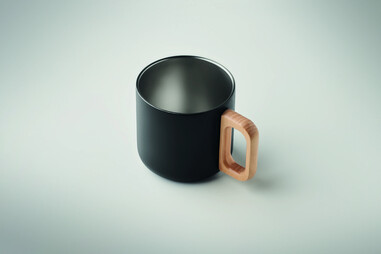 Taza acero reciclado 350 ml con asa de madera
