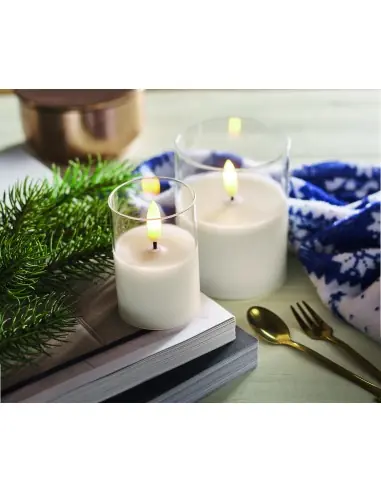 Vela cera LED soporte cristal 7MO2366