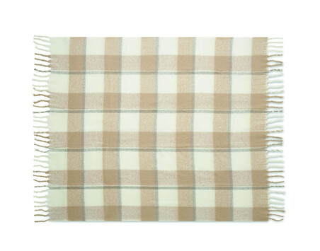 Manta RPET efecto mohair con cuadros y flecos
