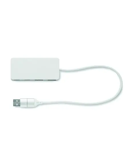 HUB 4 puertos aluminio y nogal 7MO2387