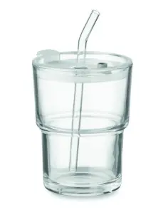 Vaso de cristal con pajita 400m 7MO2502
