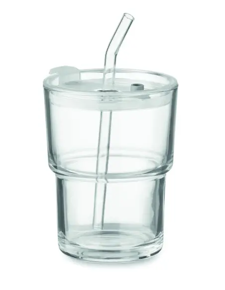 Vaso de cristal con pajita 400m 7MO2502
