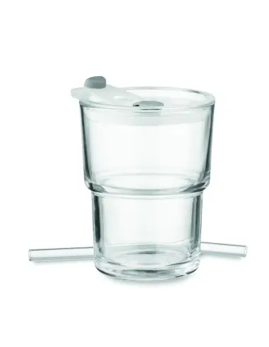 Vaso de cristal con pajita 400m 7MO2502